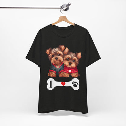 Two Yorkshire Terriers Dog Bone Tee