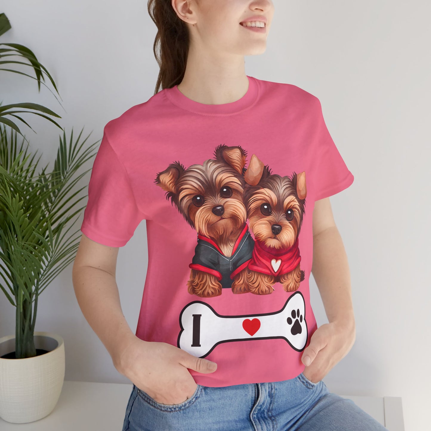 Two Yorkshire Terriers Dog Bone Tee