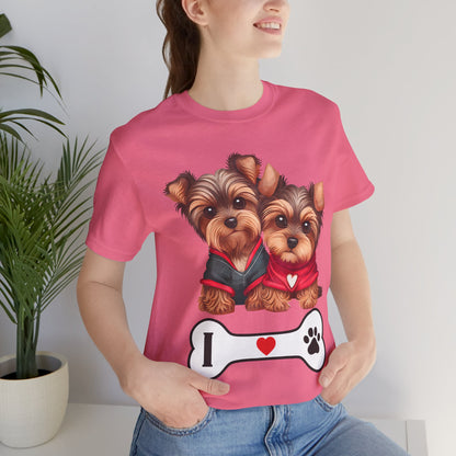 Two Yorkshire Terriers Dog Bone Tee