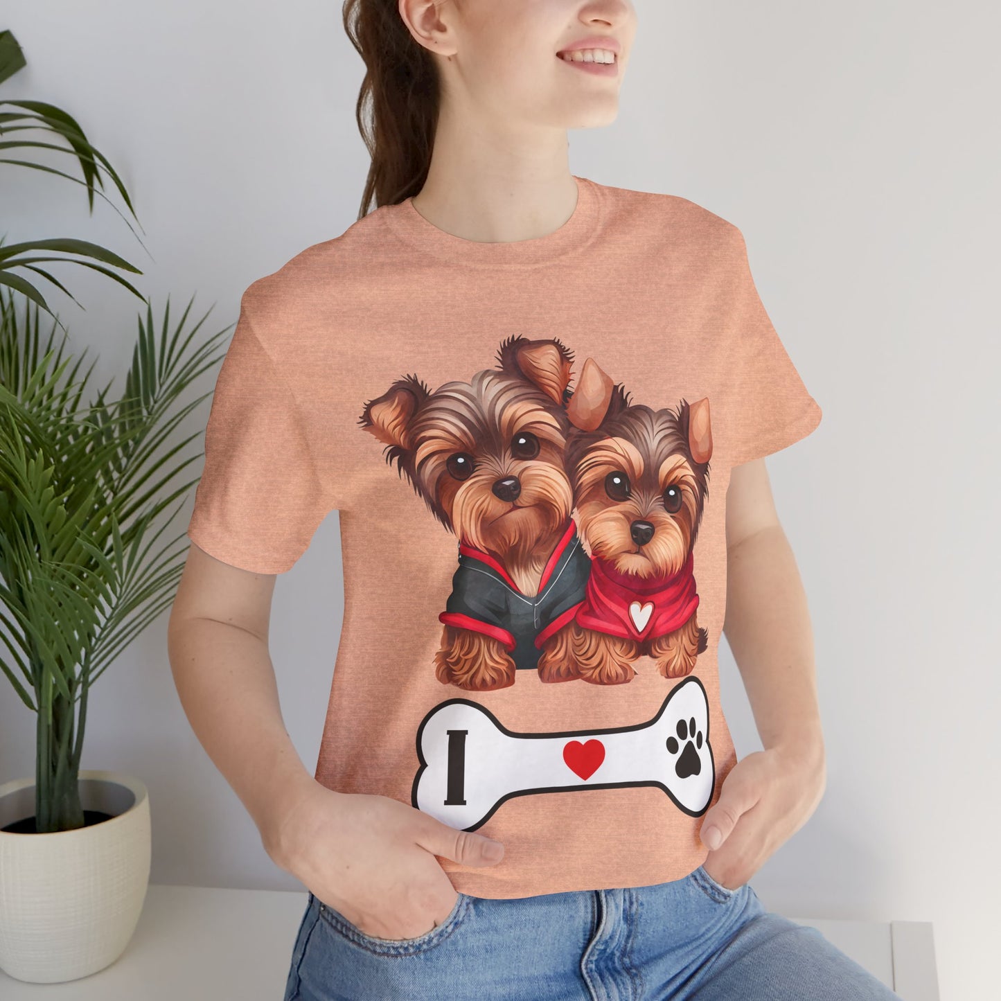 Two Yorkshire Terriers Dog Bone Tee