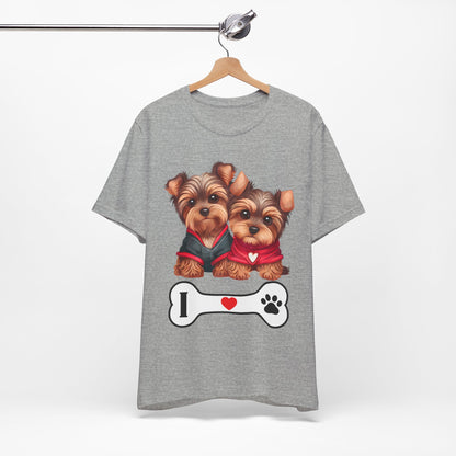Two Yorkshire Terriers Dog Bone Tee