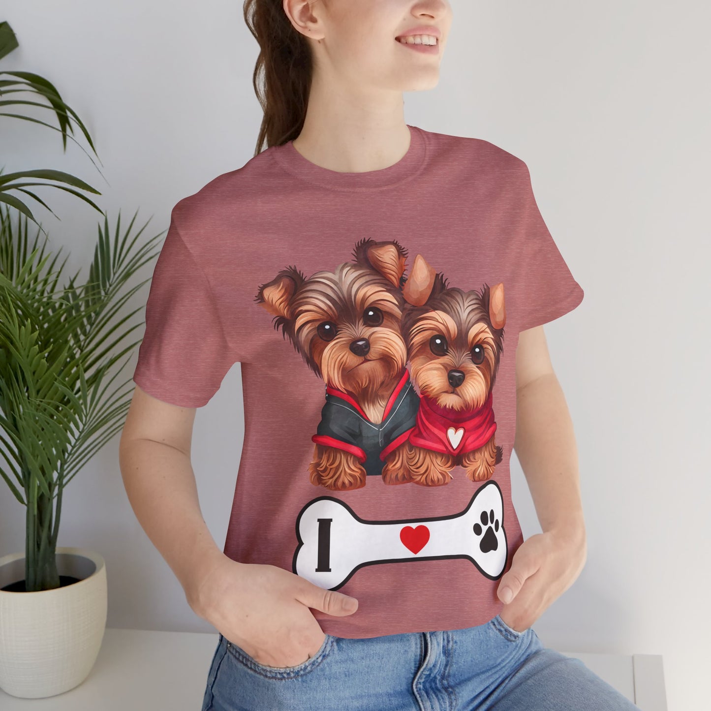Two Yorkshire Terriers Dog Bone Tee