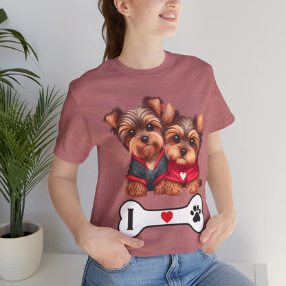 Two Yorkshire Terriers Dog Bone Tee