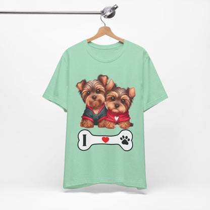 Two Yorkshire Terriers Dog Bone Tee