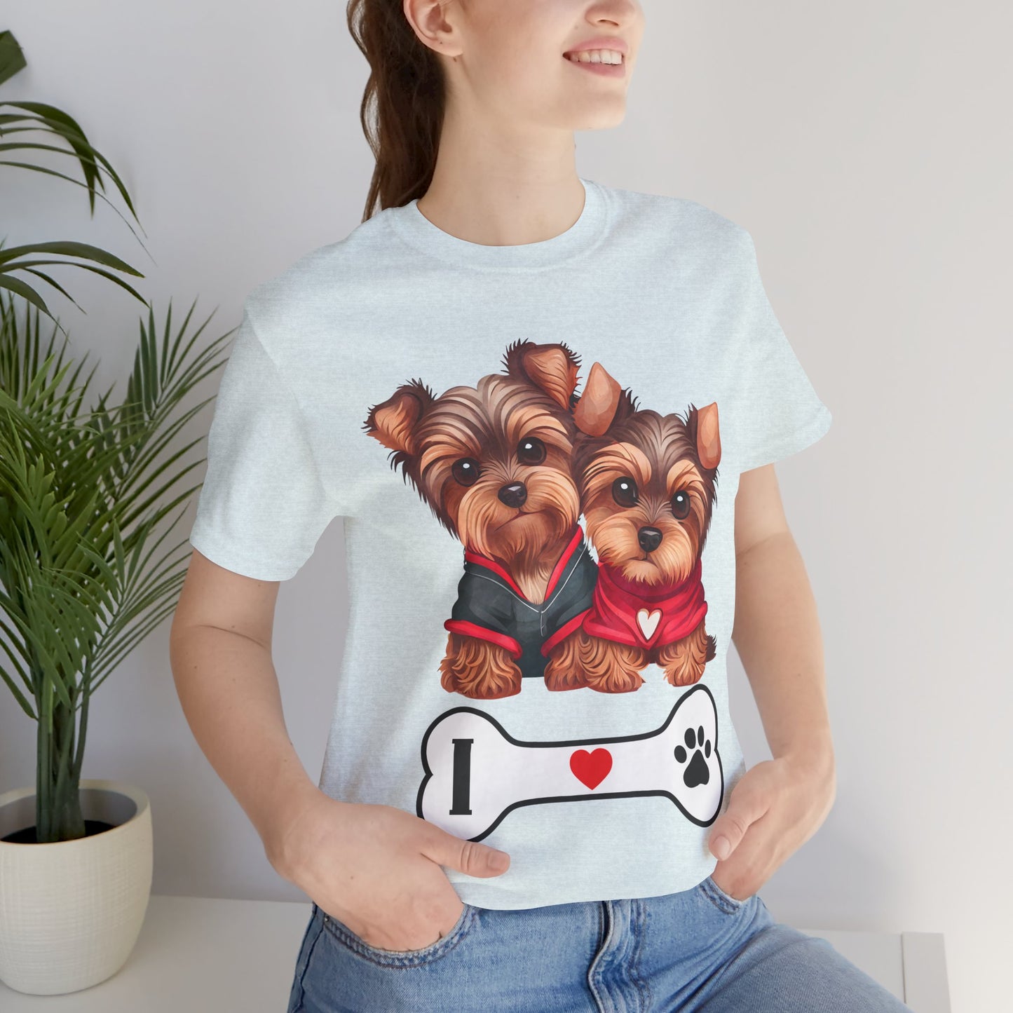 Two Yorkshire Terriers Dog Bone Tee
