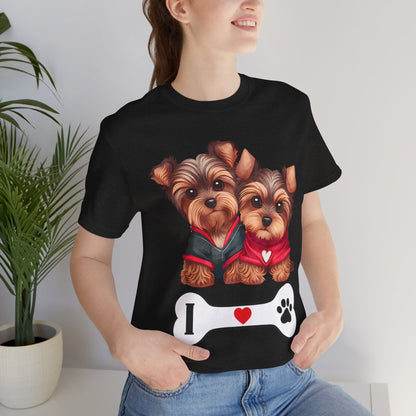 Two Yorkshire Terriers Dog Bone Tee