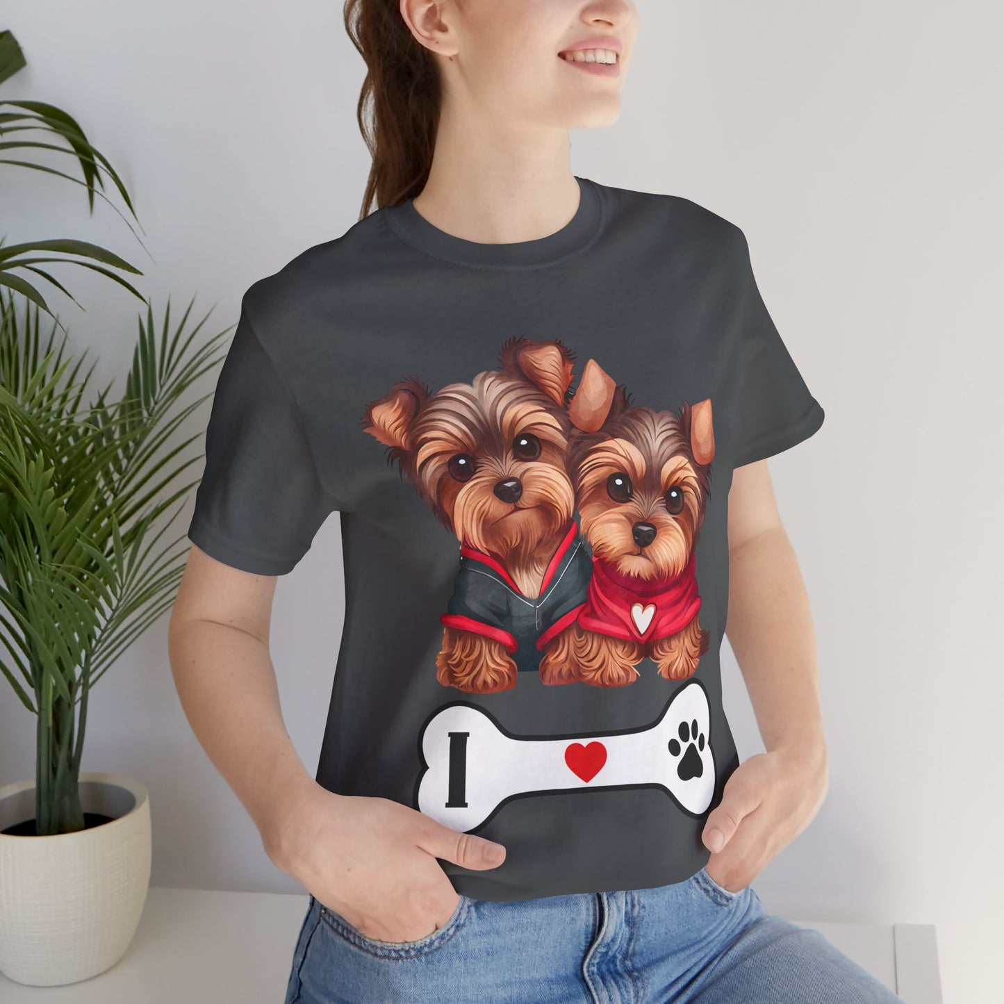 Two Yorkshire Terriers Dog Bone Tee