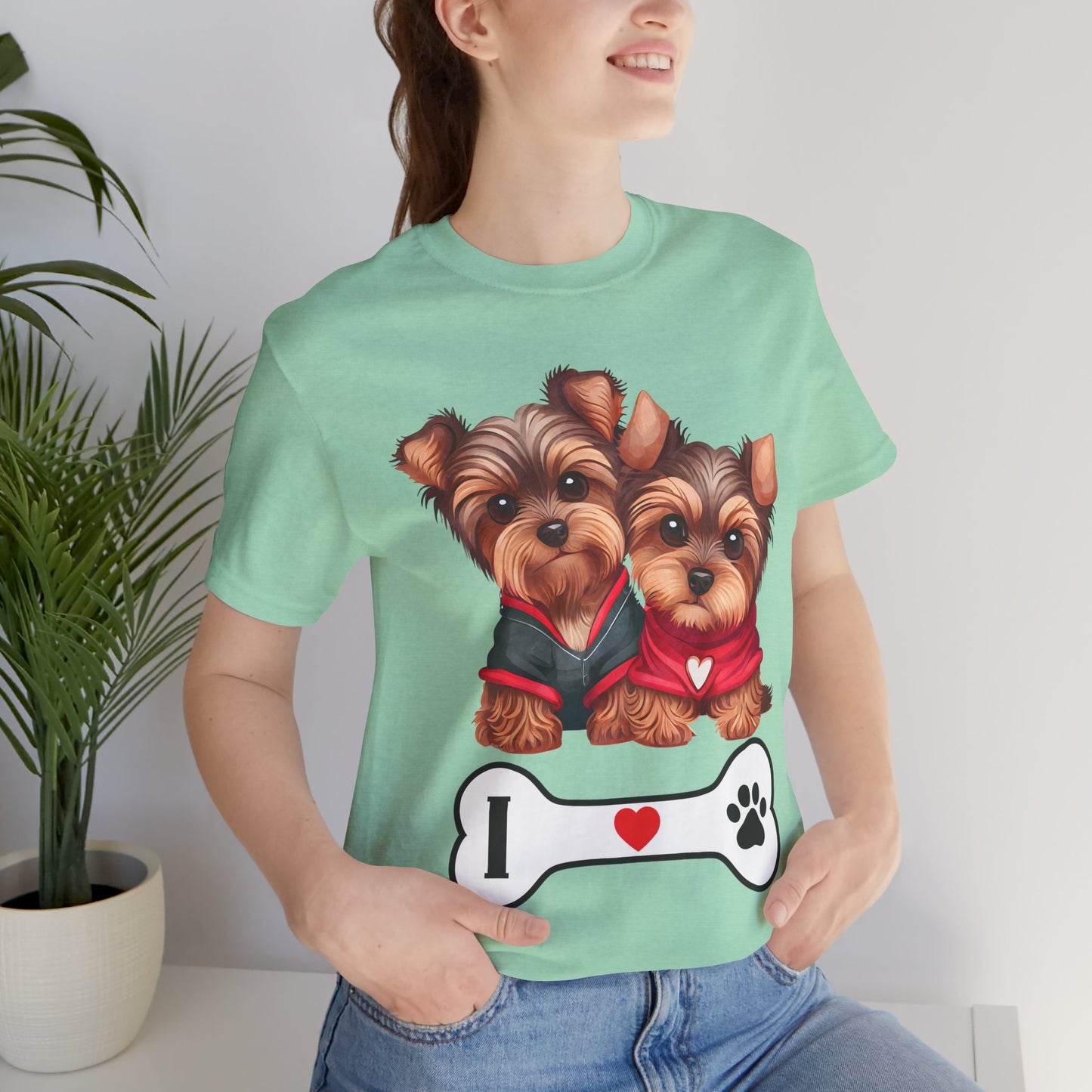 Two Yorkshire Terriers Dog Bone Tee