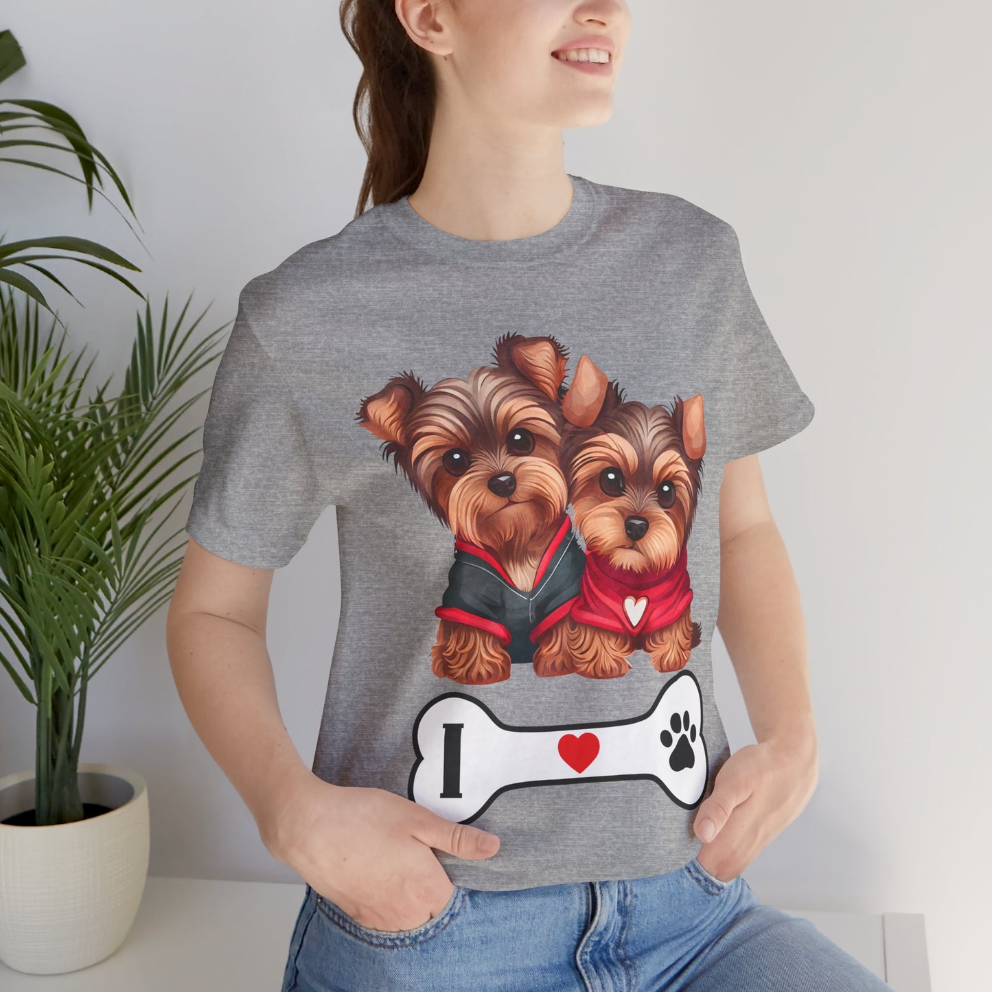 Two Yorkshire Terriers Dog Bone Tee