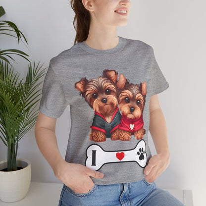 Two Yorkshire Terriers Dog Bone Tee