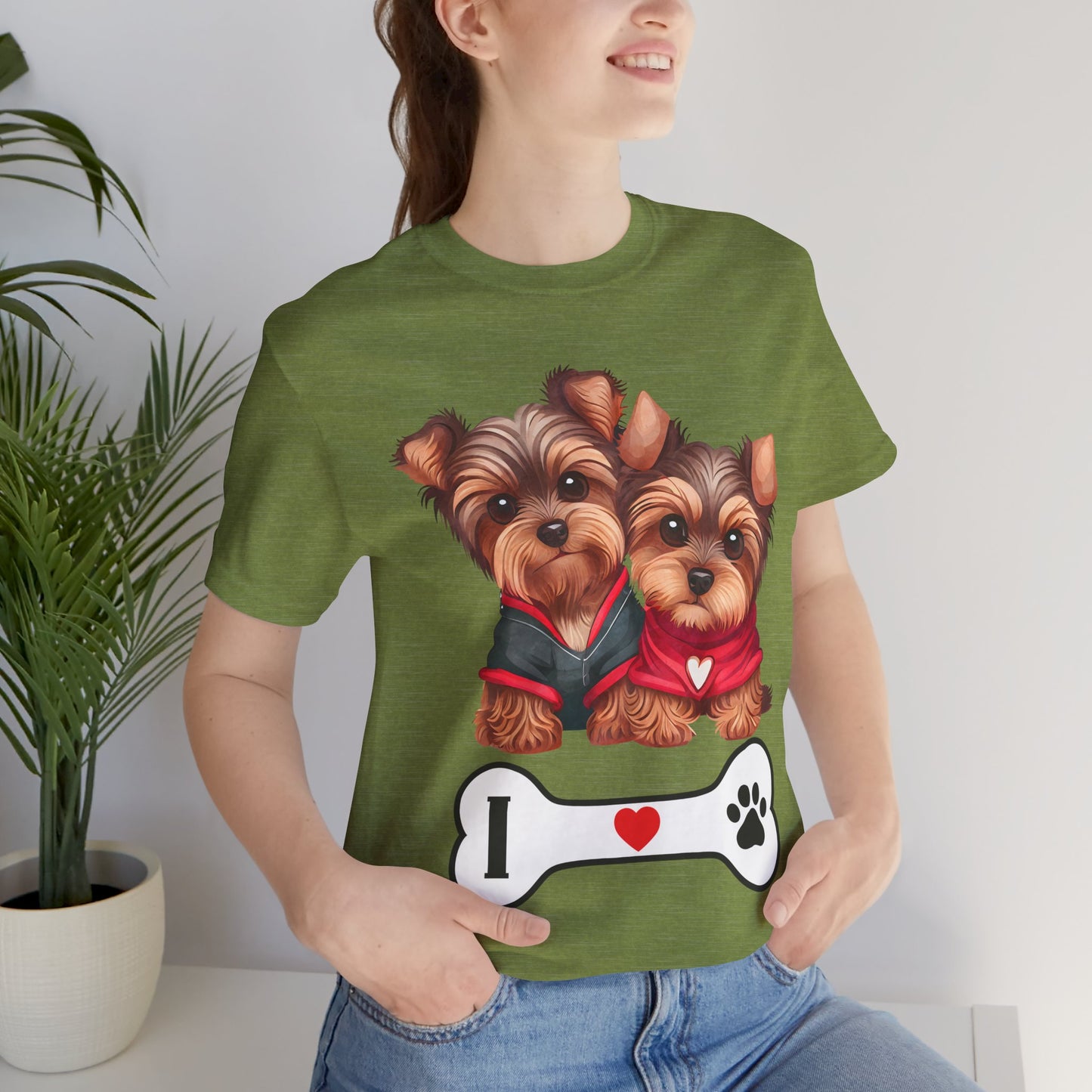 Two Yorkshire Terriers Dog Bone Tee