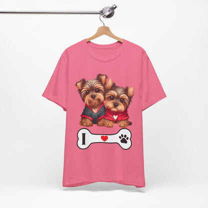 Two Yorkshire Terriers Dog Bone Tee