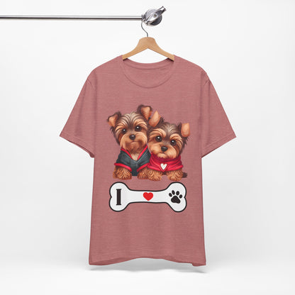 Two Yorkshire Terriers Dog Bone Tee