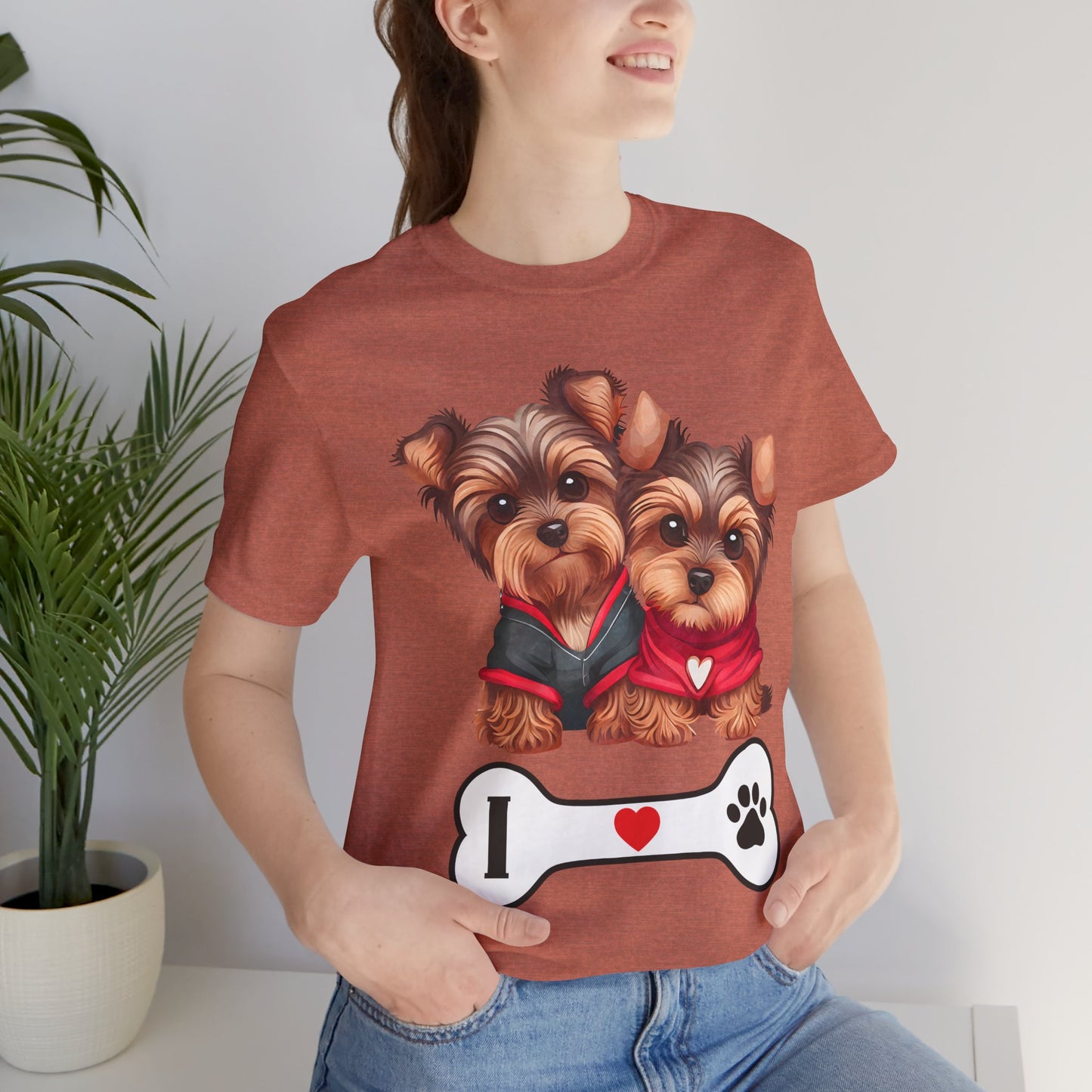 Two Yorkshire Terriers Dog Bone Tee