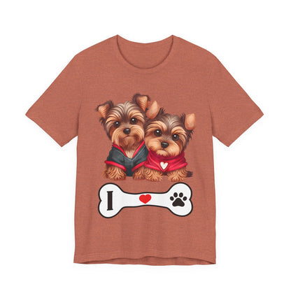 Two Yorkshire Terriers Dog Bone Tee