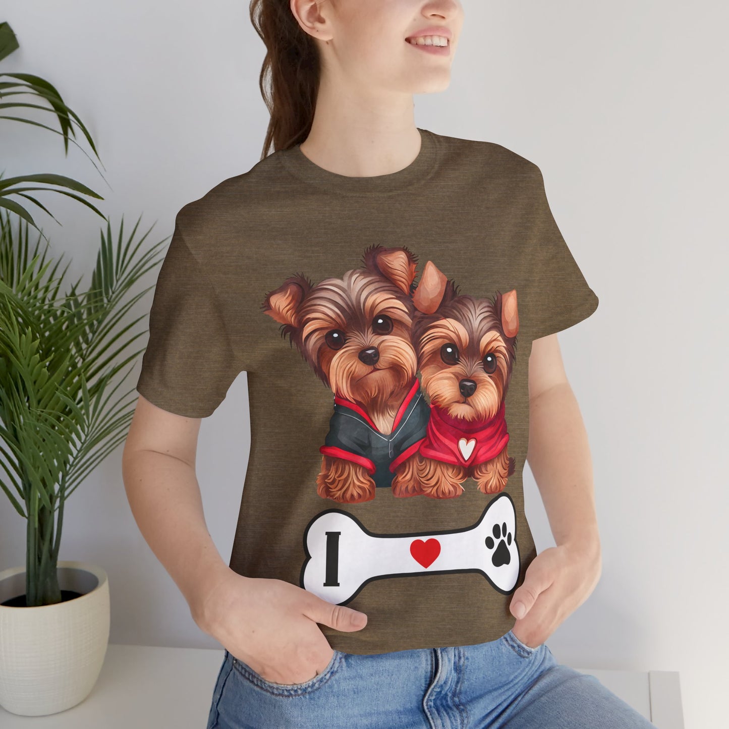 Two Yorkshire Terriers Dog Bone Tee