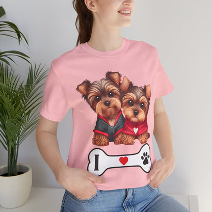 Two Yorkshire Terriers Dog Bone Tee