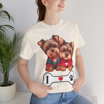Two Yorkshire Terriers Dog Bone Tee