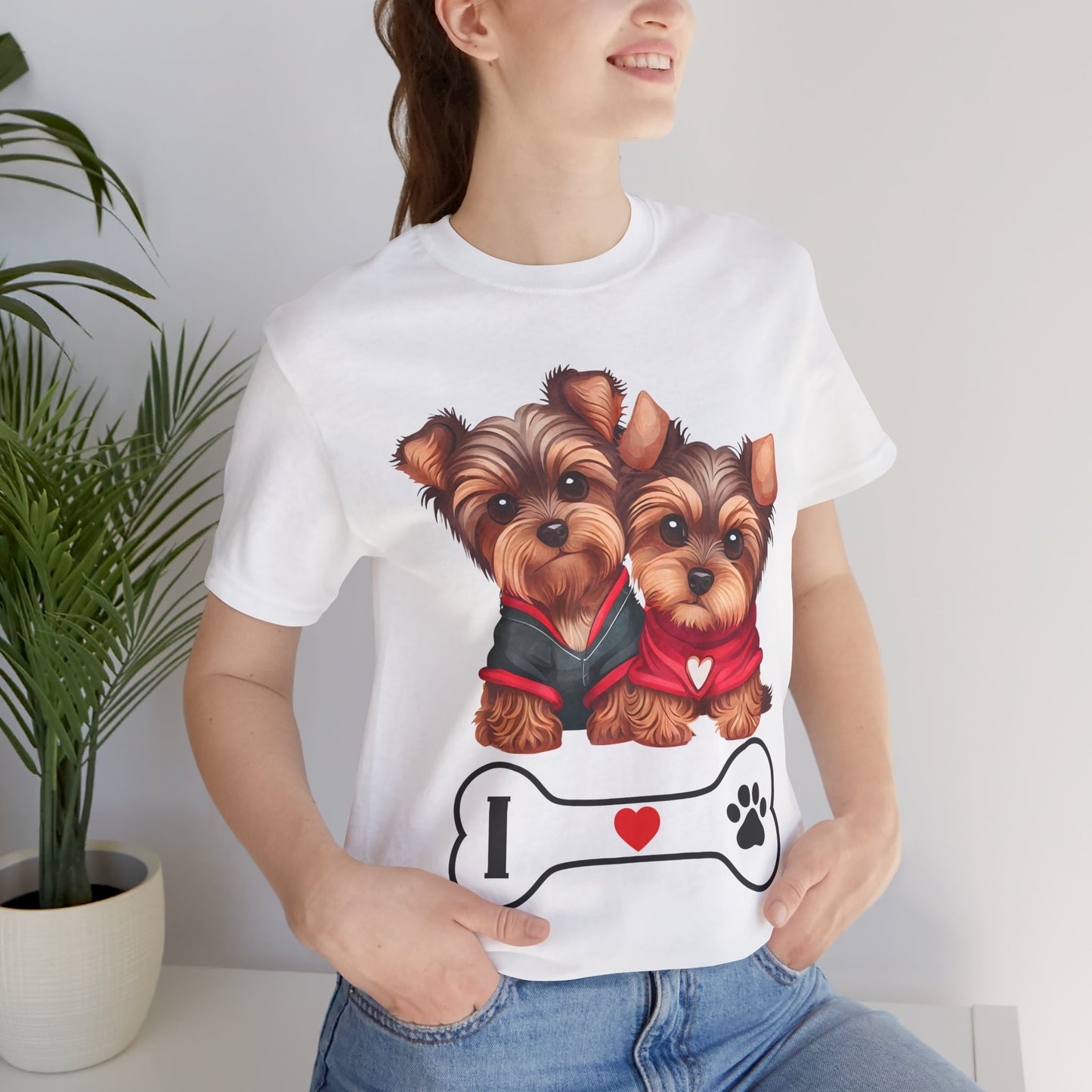 Two Yorkshire Terriers Dog Bone Tee